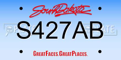S427AB South Dakota License Plate
