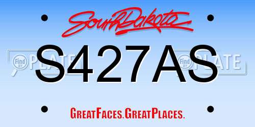 S427AS South Dakota License Plate