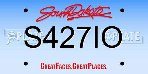 S427IO South Dakota License Plate