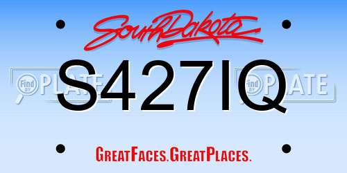 S427IQ South Dakota License Plate