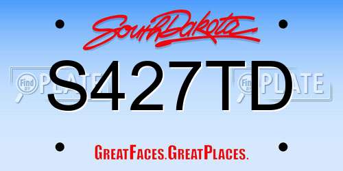 S427TD South Dakota License Plate