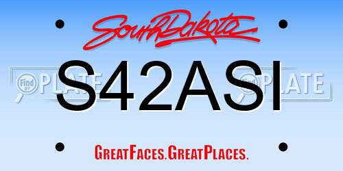 S42ASI South Dakota License Plate