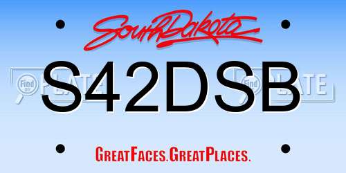S42DSB South Dakota License Plate