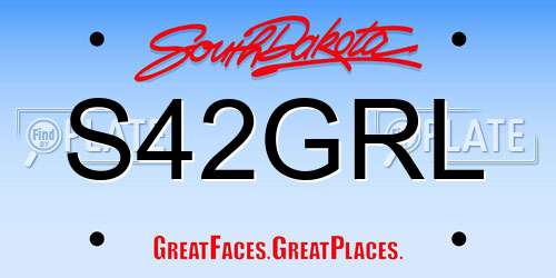 S42GRL South Dakota License Plate