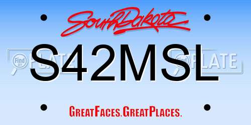 S42MSL South Dakota License Plate