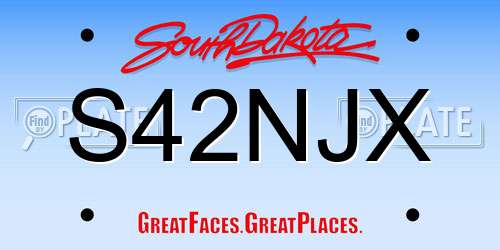 S42NJX South Dakota License Plate