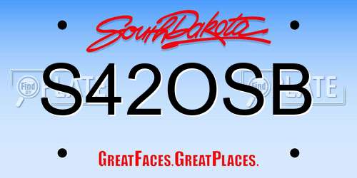 S42OSB South Dakota License Plate