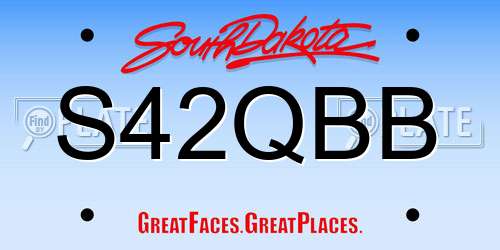 S42QBB South Dakota License Plate