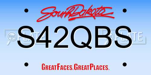 S42QBS South Dakota License Plate