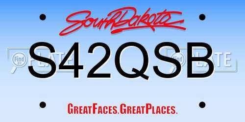 S42QSB South Dakota License Plate