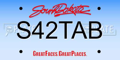 S42TAB South Dakota License Plate