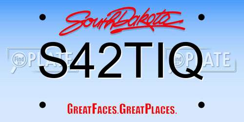 S42TIQ South Dakota License Plate
