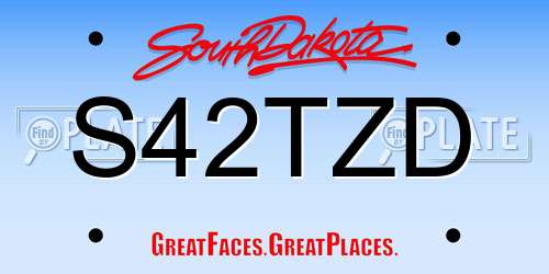 S42TZD South Dakota License Plate