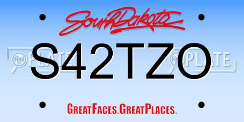 S42TZO South Dakota License Plate
