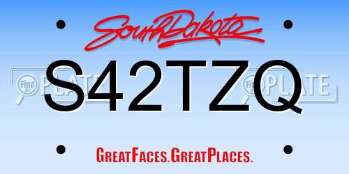 S42TZQ South Dakota License Plate
