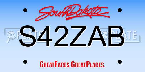 S42ZAB South Dakota License Plate