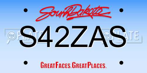 S42ZAS South Dakota License Plate