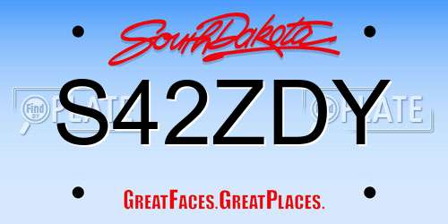 S42ZDY South Dakota License Plate