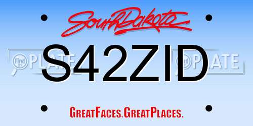 S42ZID South Dakota License Plate
