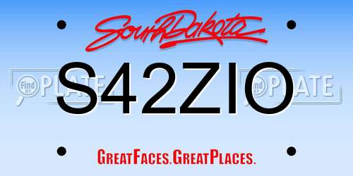 S42ZIO South Dakota License Plate