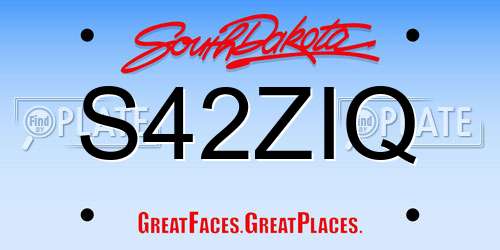 S42ZIQ South Dakota License Plate