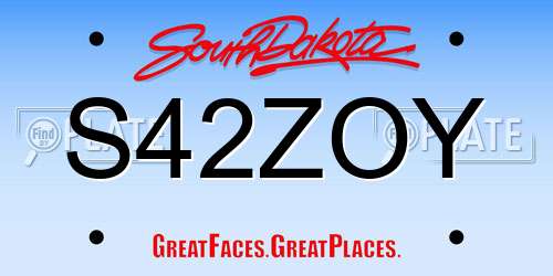 S42ZOY South Dakota License Plate