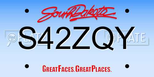 S42ZQY South Dakota License Plate