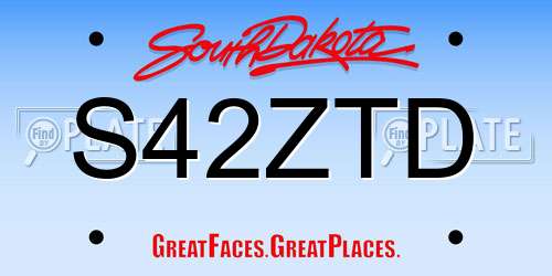 S42ZTD South Dakota License Plate