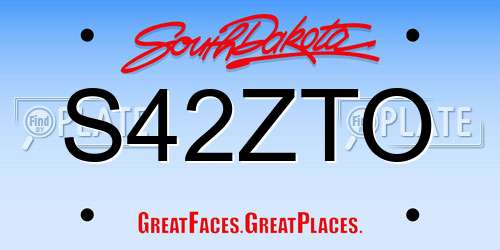 S42ZTO South Dakota License Plate