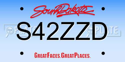 S42ZZD South Dakota License Plate