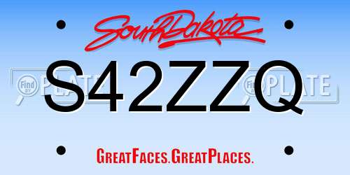 S42ZZQ South Dakota License Plate