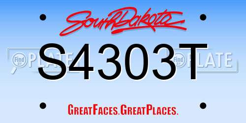 S4303T South Dakota License Plate