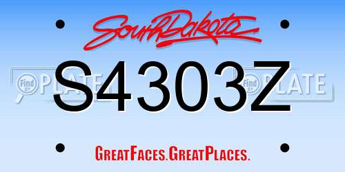 S4303Z South Dakota License Plate