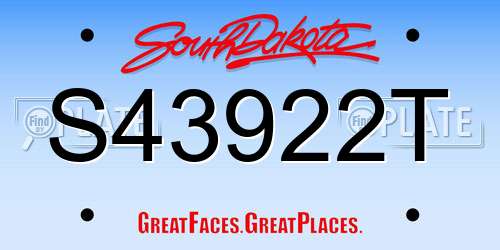 S43922T South Dakota License Plate