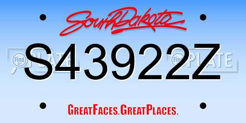 S43922Z South Dakota License Plate