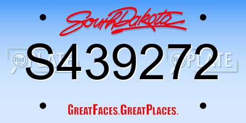 S439272 South Dakota License Plate