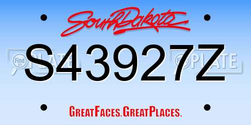 S43927Z South Dakota License Plate
