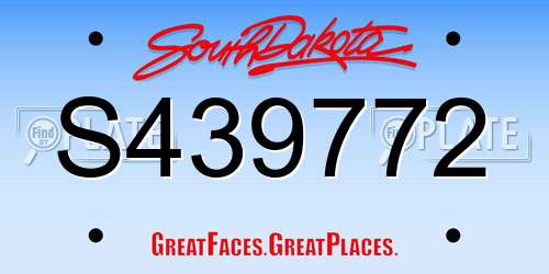S439772 South Dakota License Plate