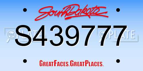 S439777 South Dakota License Plate