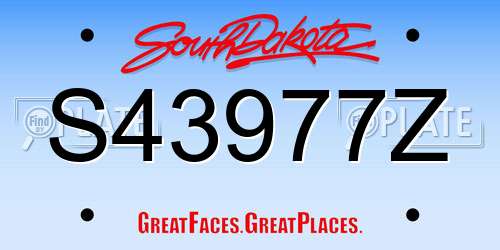 S43977Z South Dakota License Plate