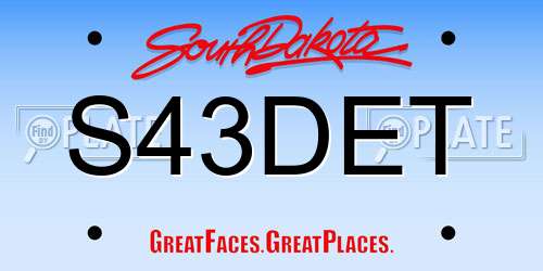 S43DET South Dakota License Plate