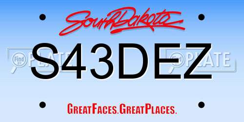 S43DEZ South Dakota License Plate