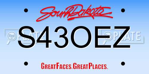 S43OEZ South Dakota License Plate