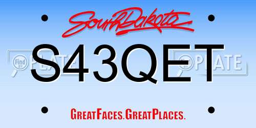 S43QET South Dakota License Plate