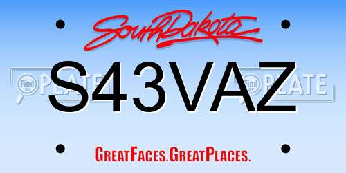 S43VAZ South Dakota License Plate