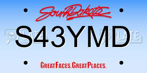 S43YMD South Dakota License Plate