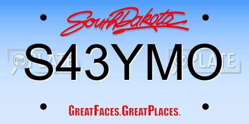 S43YMO South Dakota License Plate