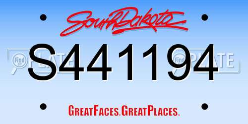 S441194 South Dakota License Plate