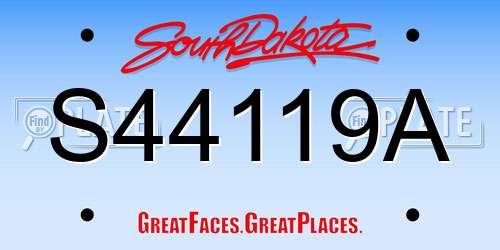 S44119A South Dakota License Plate
