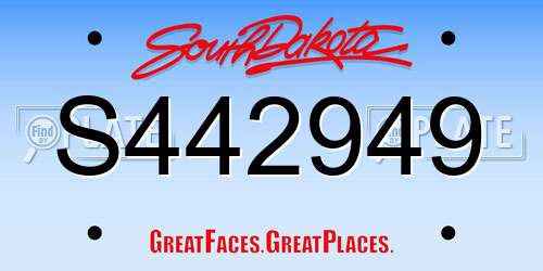 S442949 South Dakota License Plate